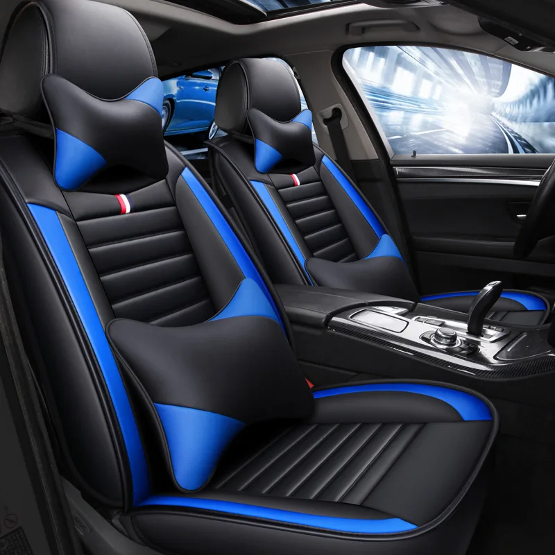  Car Seats Cover Pu Leather 5d Universal With Seat Cushion 13pcs Covers Full