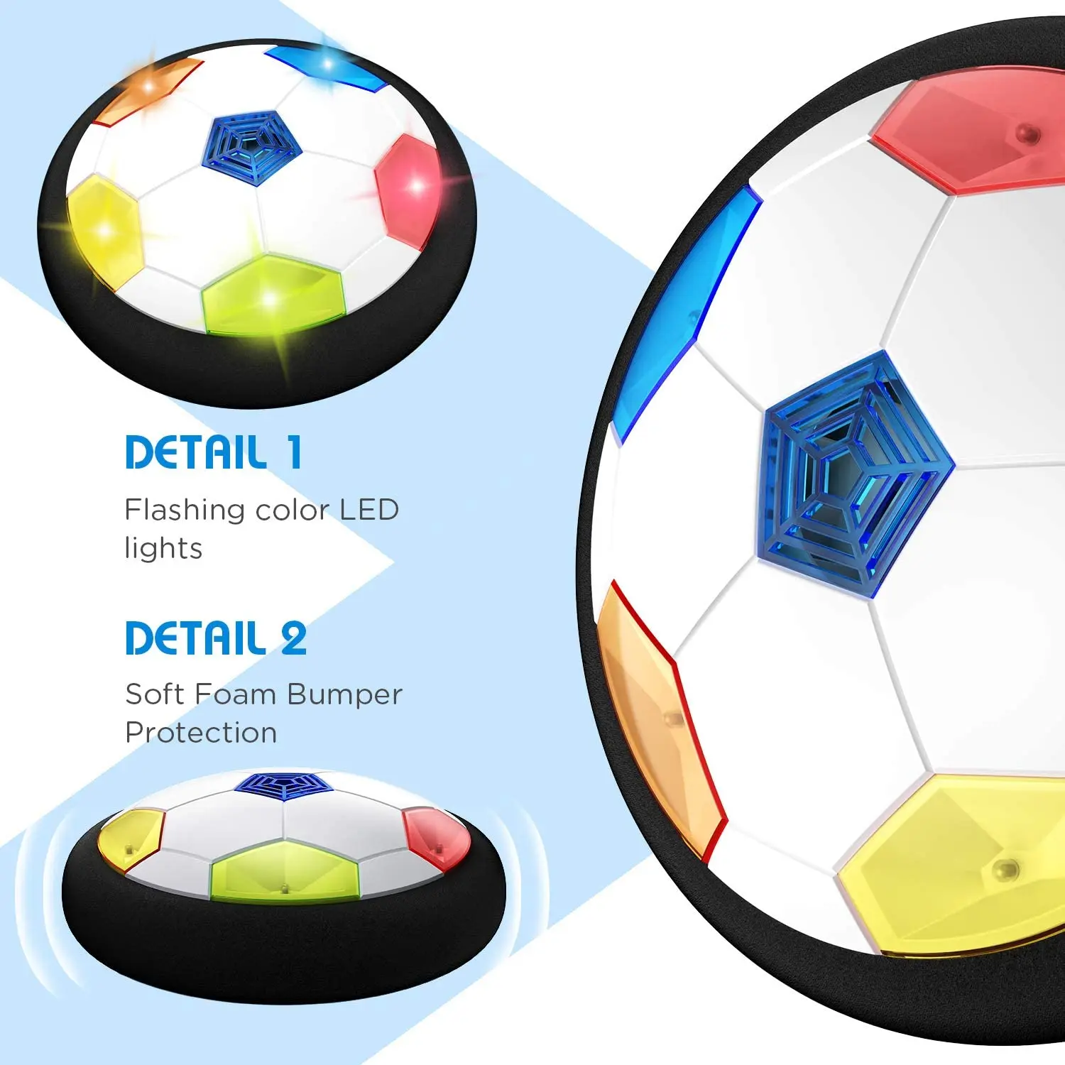 Battery Operated Air Floating LED Light Soft Foam Bumper Indoor Outdoor Kids Toys Hover Soccer Ball