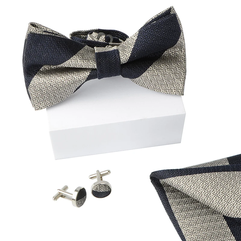 Hamocigia Fashion Mens Silk Jacquard Woven Pre tied Bowtie Gift Set