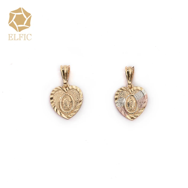 Elfic Religion jewelry gift virgin mary pendant gold plated 14k tricolor jewelry virgencita joyeria heart jewelry