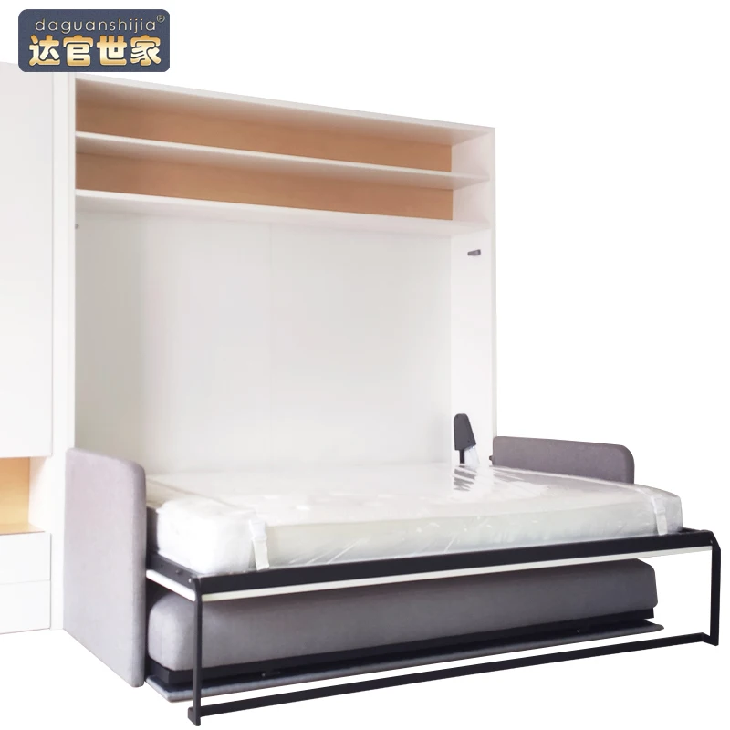 Customized size invisible multifunctional horizontal murphy bed folding metal bed frame wall bed with sofa home use