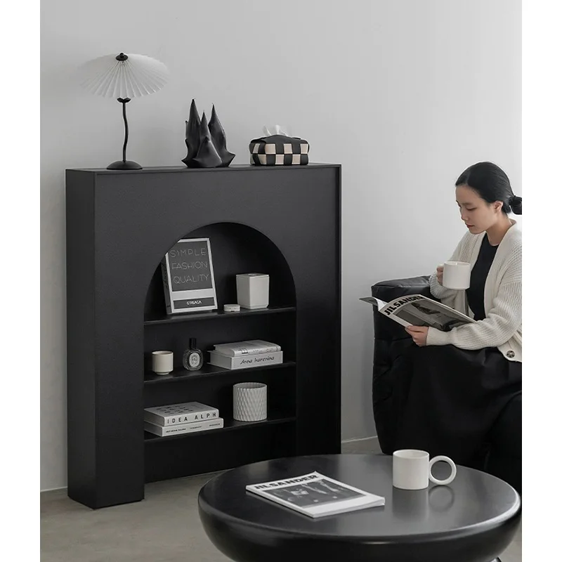 French modern home furniture storage cabinet wood console table arch side corner decorative cabinet for living room