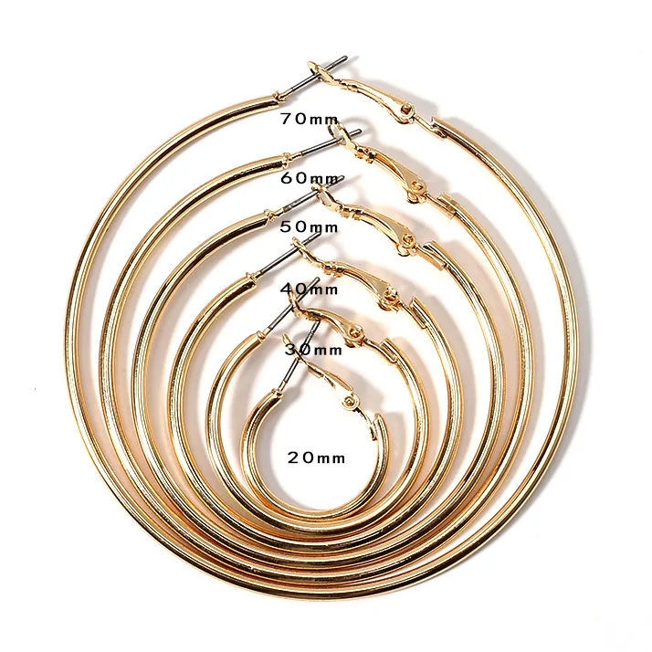 2021 Fashion Fine Jewelry 18K Gold Big Circle Drop Hoop Earrings Trendy S925 Silver Needle Round Vintage Earring
