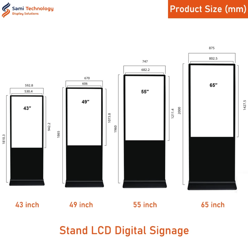 Samidisplay Floor Standing Advertising Lcd Display 43 50 55 Inch Indoor Equipment Landscape Screen