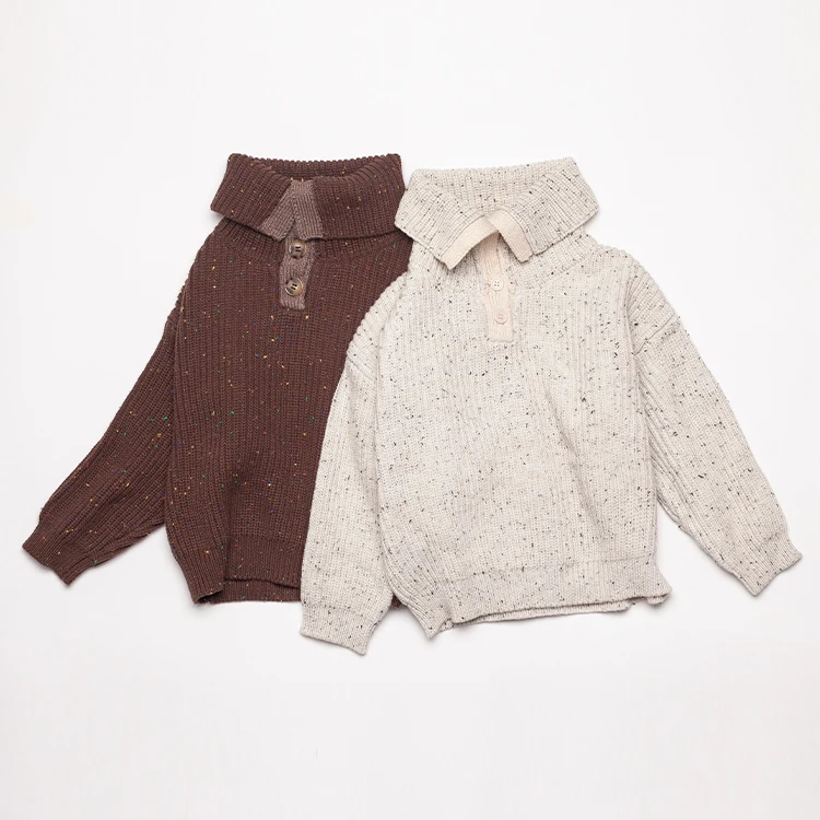 
2021 new design child pullover turtleneck sweater colorful dot cotton kid clothing with zipper 