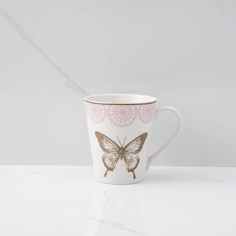 Hot Creative porcelain printed bowls,  tableware set European and American pink butterfly underglaze color tableware set