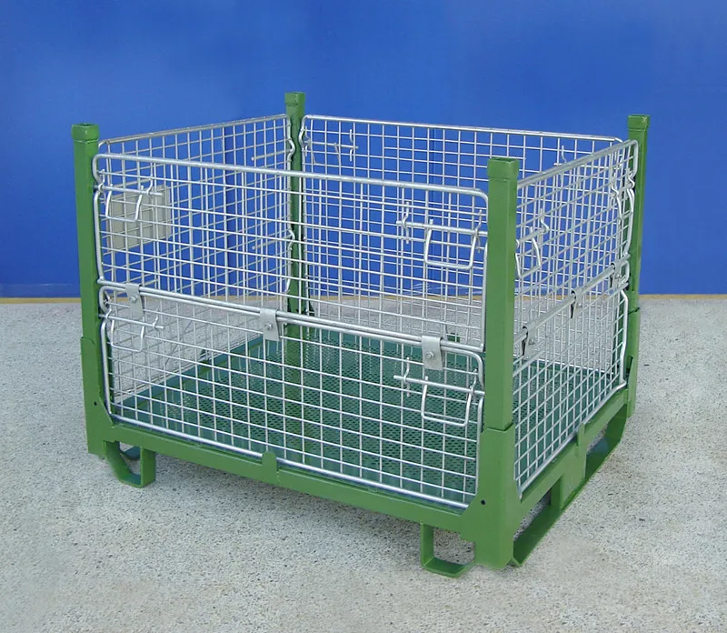 Heavy duty warehouse wire cage with pallet,Industrial Folding Wire Mesh Pallet Storage Box