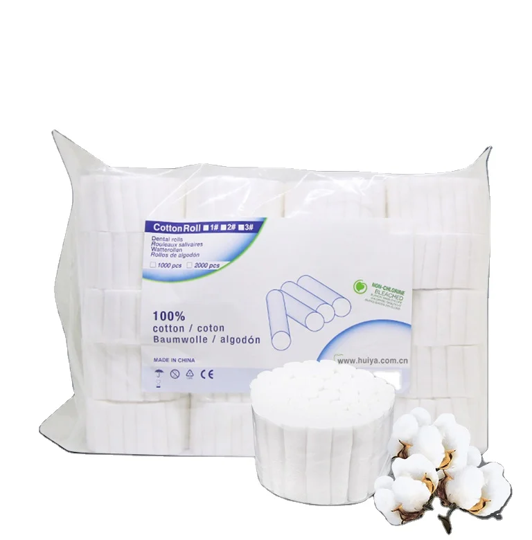 Wholesale 100% Natural Cotton High Absorbent Dental Cotton Roll, Dentist Gauze Rolls, Sterile Or Non-sterile, Pack Of 50/100/200