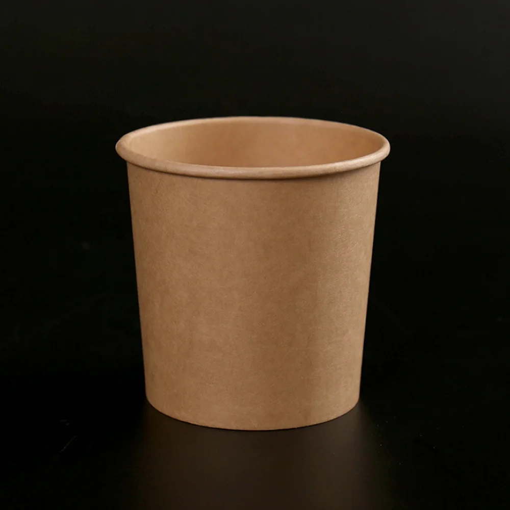 Custom disposable round Salad hot soup bowls food packing take away brown kraft paper soup cup with paper Lid