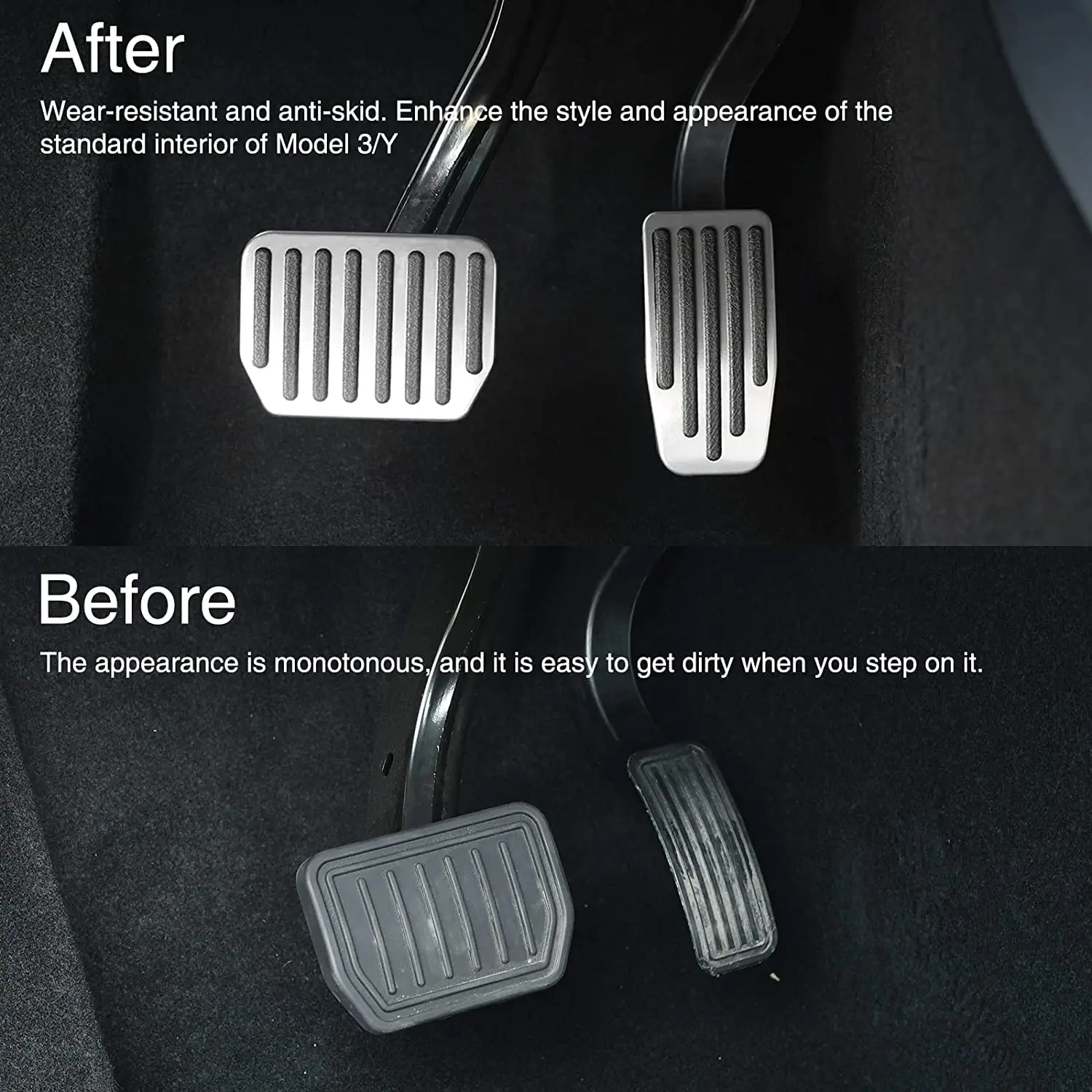 Non-Slip Performance Aluminum Brake & Accelerator Foot Pedal Pads Set Pedal Cover for Tesla Model Y Model 3 2024 Highland