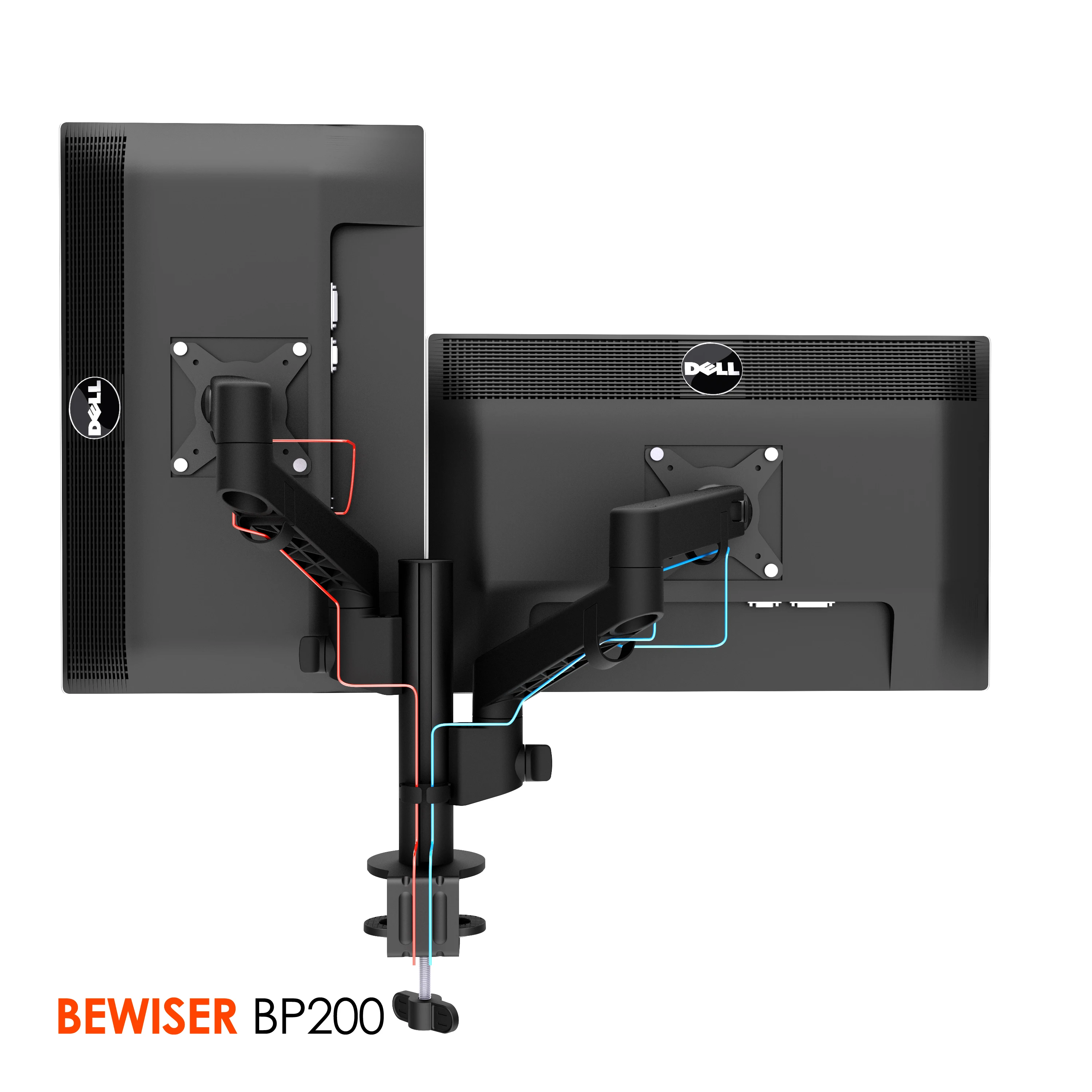 Dual monitor adjustable stand Dual monitor bracket Flexible monitor stand (BEWISER BP200)