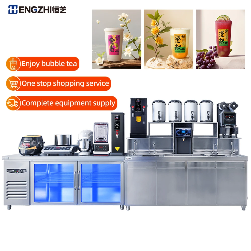 HENGZHI Customized Size Boba Tea Machine Counter For Bubble Tea Shop with Full Set Milk Tea Making Machine