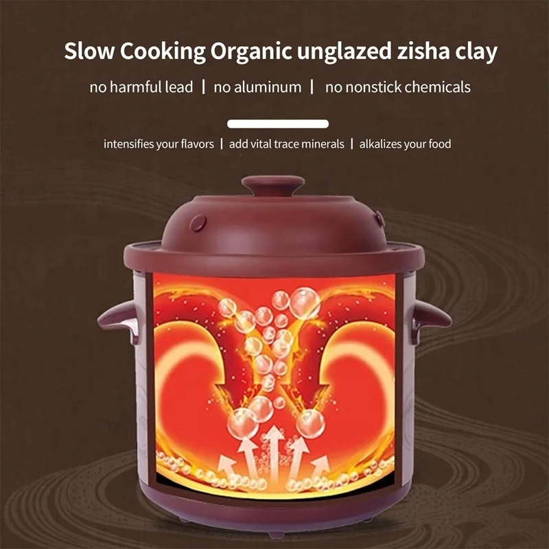 TONZE Multi-function Purple Clay Electric Rice Cooker Ceramic Slow Cooker