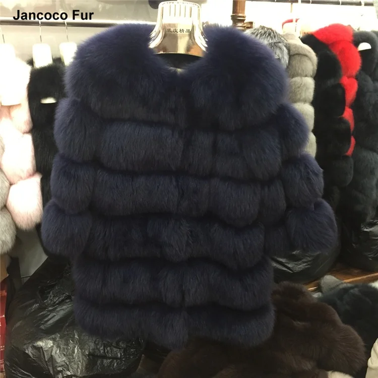 High Quality Winter Thick Warm Long Fashion Coats Real Black Fox Fur Coat