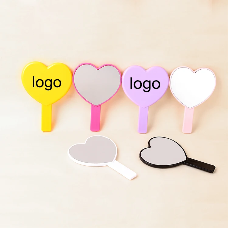 Heart Shape Handle Mirror Cheap Wholesale Portable Makeup Mirrors Customized Logo Private Label Glass Mirrors
