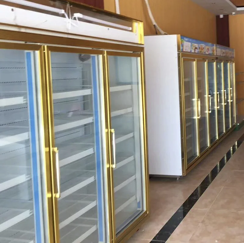 upright cooler display cabinet 4 door commercial refrigerator freezer