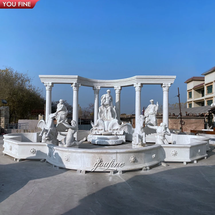 Outdoor Garden Hand Carved Large Marble Trevi Fountain