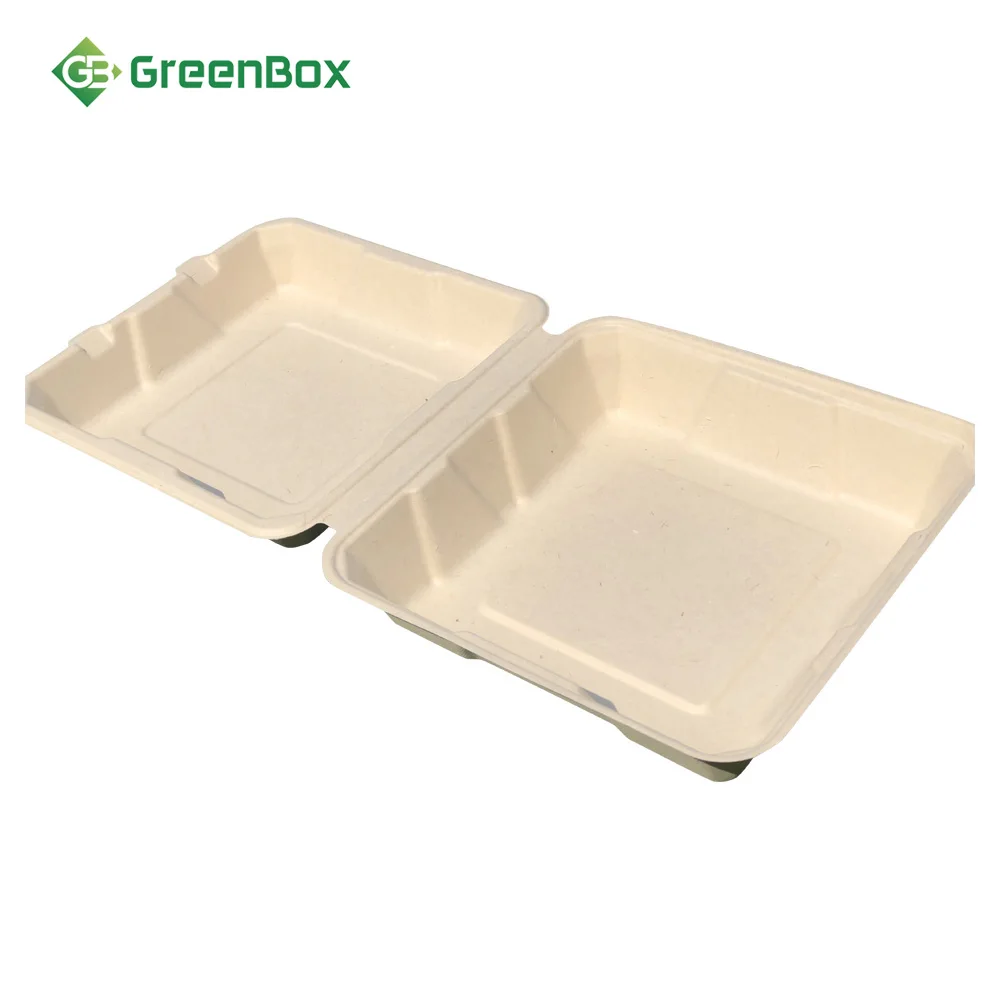 Wholesale Compostable Sugarcane Lunch Box Biodegradable Takeaway Clamshell Food Container