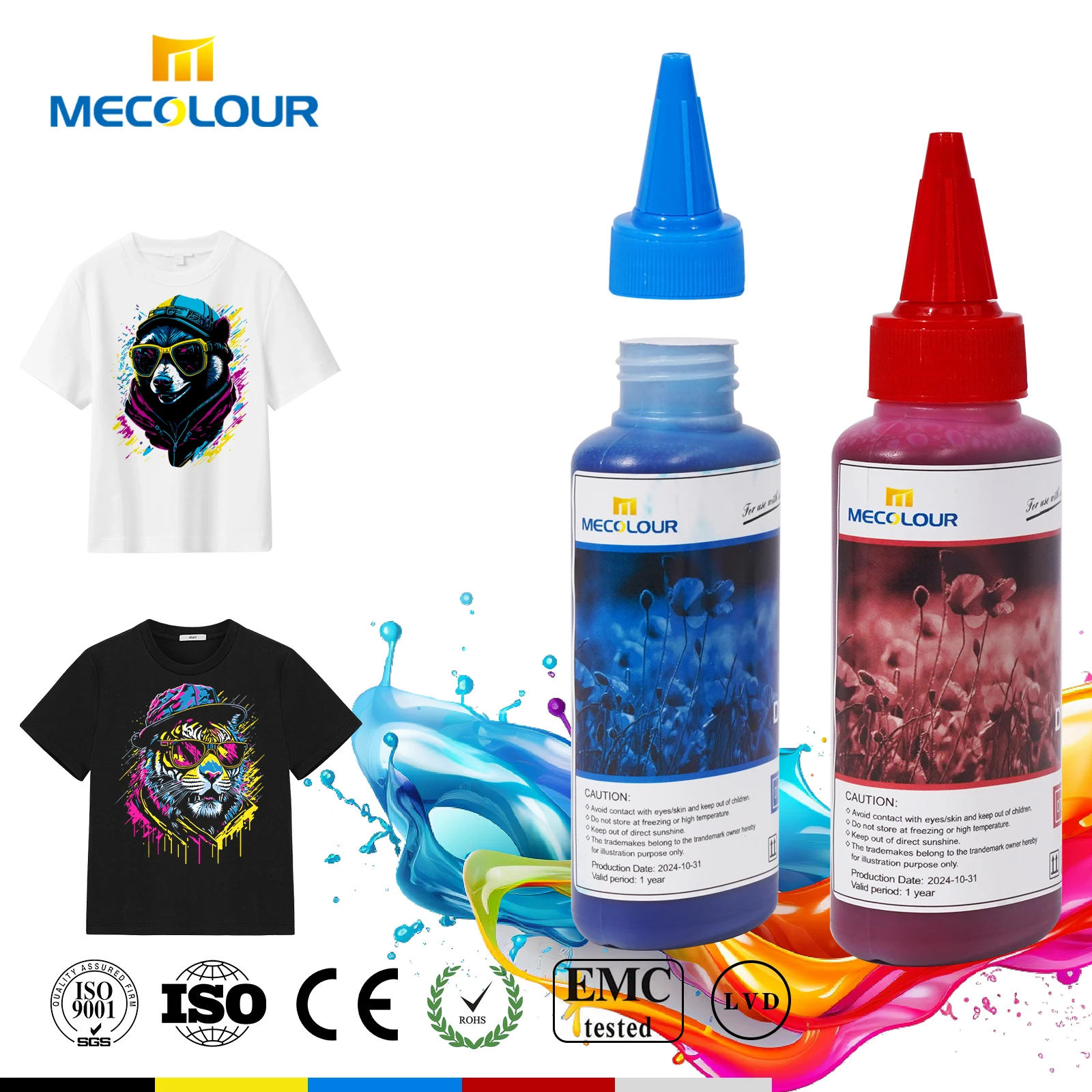 Premium 100ML Bulk Waterproof PET Film DTF 5 Color Pigment Ink For Epson L1800 L805 L810 L1455 L1400 L1300 L1110 L130 Printer