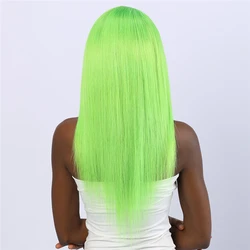 Green Human Hair Lace Front Wig Straight Long Colorful Virgin Hair Lace Wig Glueless 13X6 Lace Front Wig for Women