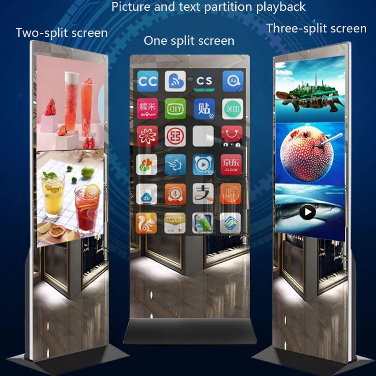 Floor Standing LCD Magic Mirror Glass Photo Booth 10-Point Capacitive Touch Screen Win OS I3 3217U Video Advertising Players