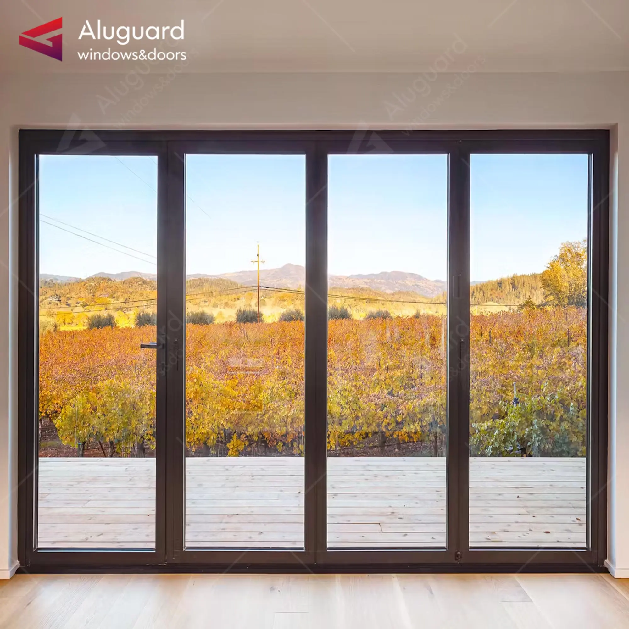 Безрамный тонкий каркас Электрический аккордеон алюминиевая дверь акустический балкон уличная двустворчатая стеклянная