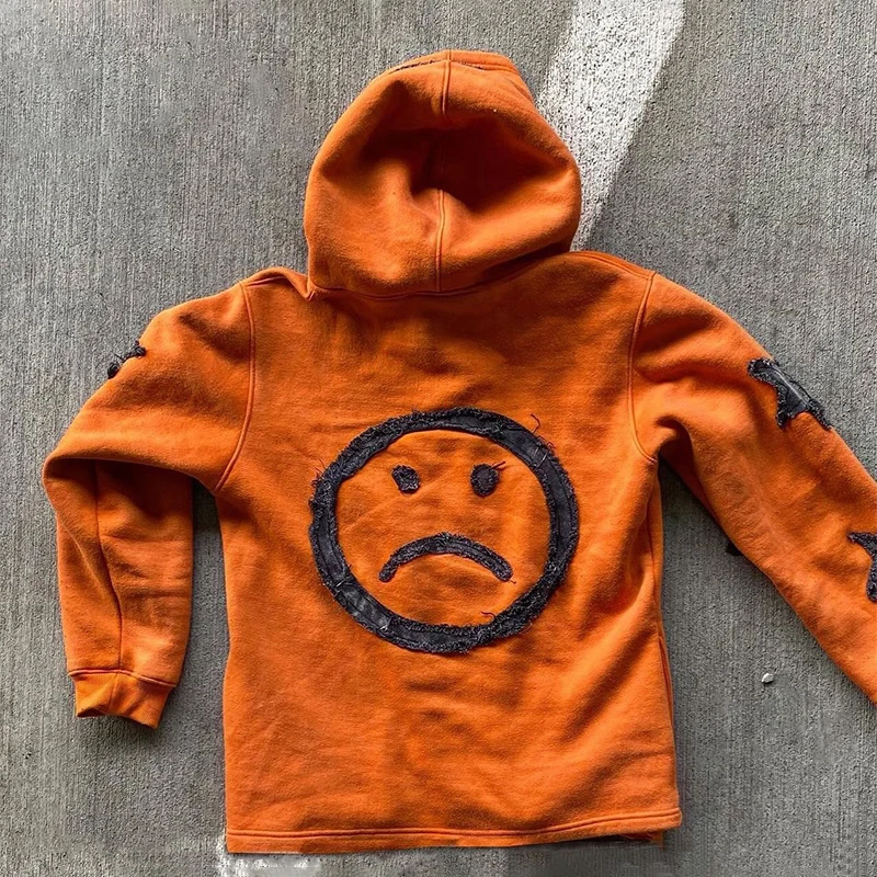 Manufacturers Oversized Streetwear Custom Logo Applique Embroidery Hoodie for Men Heavyweight Zip Up Distressed Acid Wash Hoodie