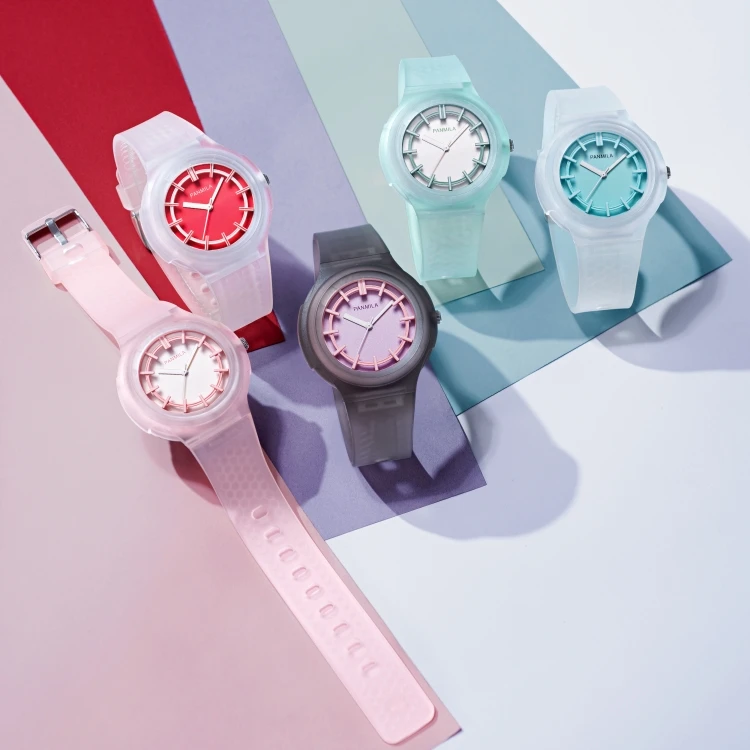 OEM Watch Manufacturers Fancy Sport Student Watches Plastic Silicone Strap Plastic Watches For Girl