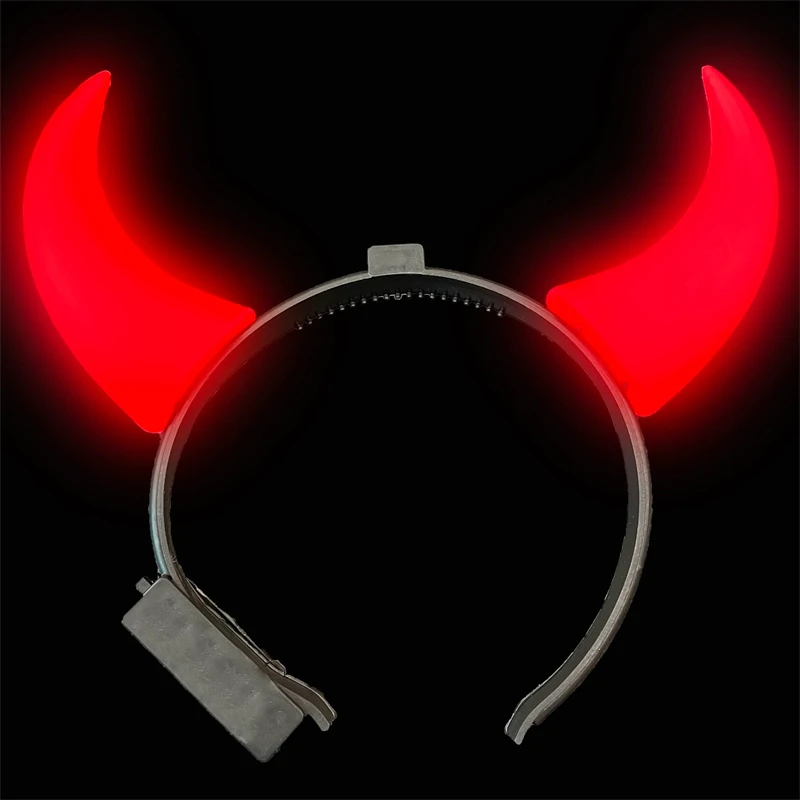 Party Dots LED Light Up Flashing Devil Horns Headband Glowing Devil Horns Headband LED Costume Headband for Halloween