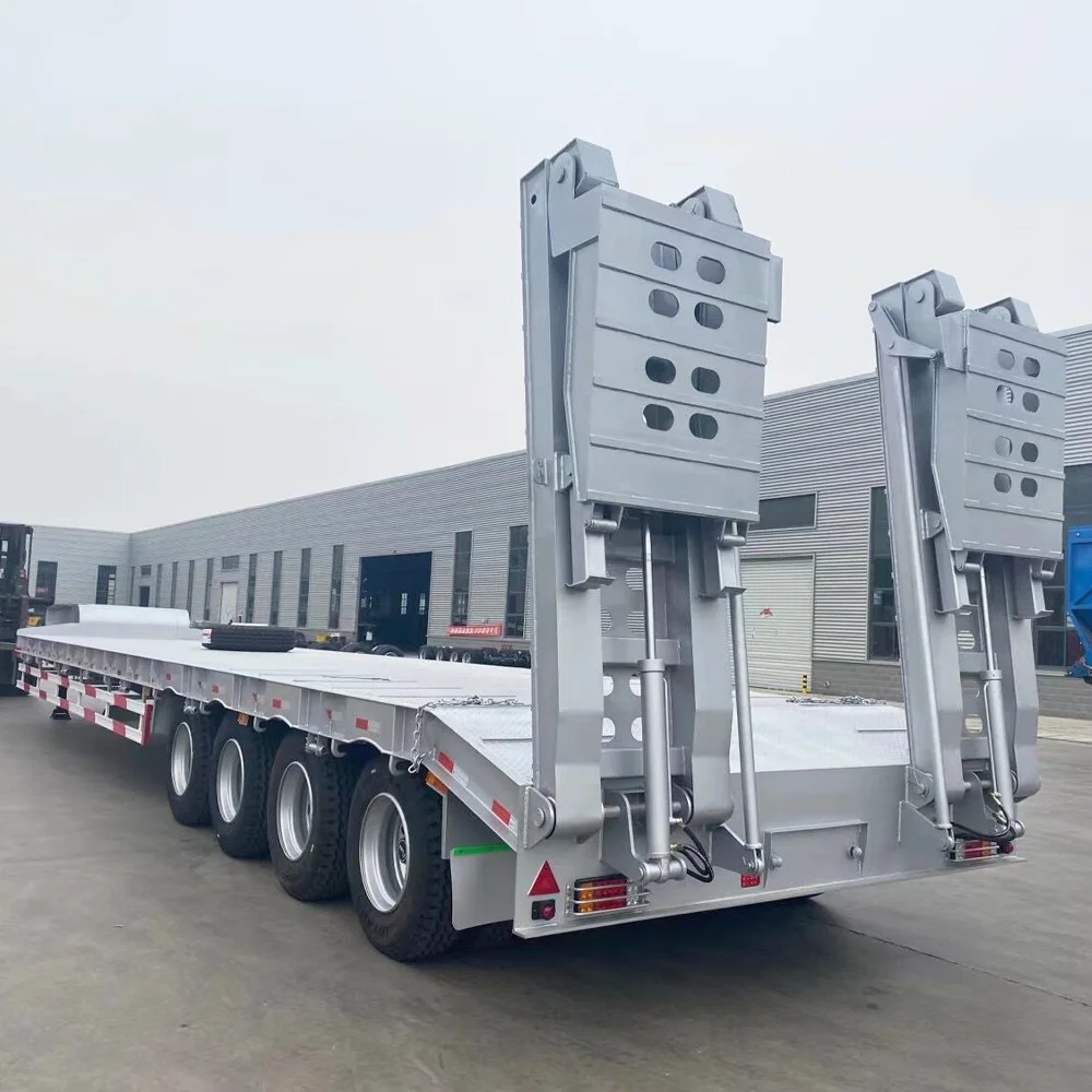 ZW 3 4 axels 50ton 80tonLowboy Excavator Transport Semi Trailer Trucks 100ton Lowbed Truck Trailers
