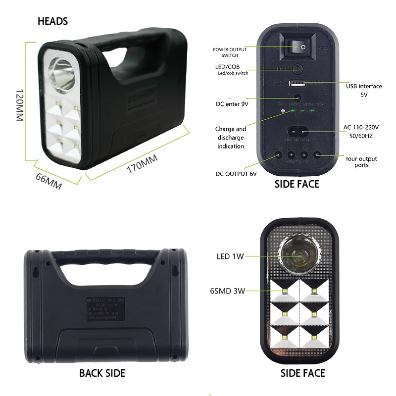 Multi-Function Hot Products Outdoor Emergency Portable Rechargeable Solar Hand Light For Home