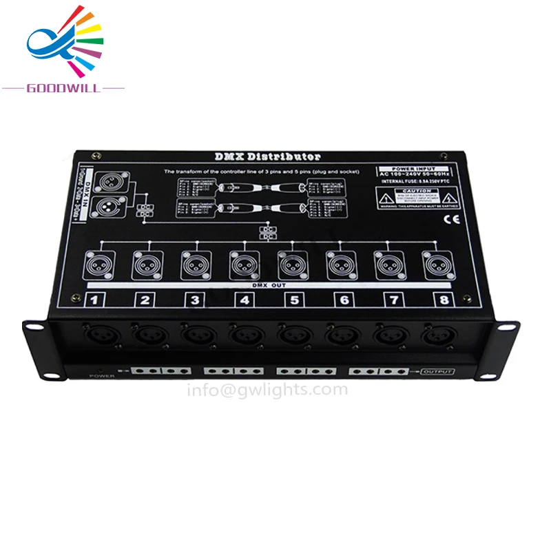 Factory Wholesales Professional Stage Light 1 to 8 dmx splitter