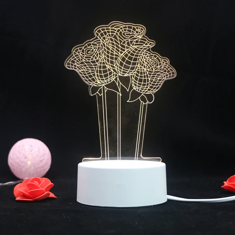 Акция ко Дню Святого Валентина, индивидуальные 3D креативные лампы, акриловая светодиодная иллюзия, ночник, 3d иллюзия, лампа