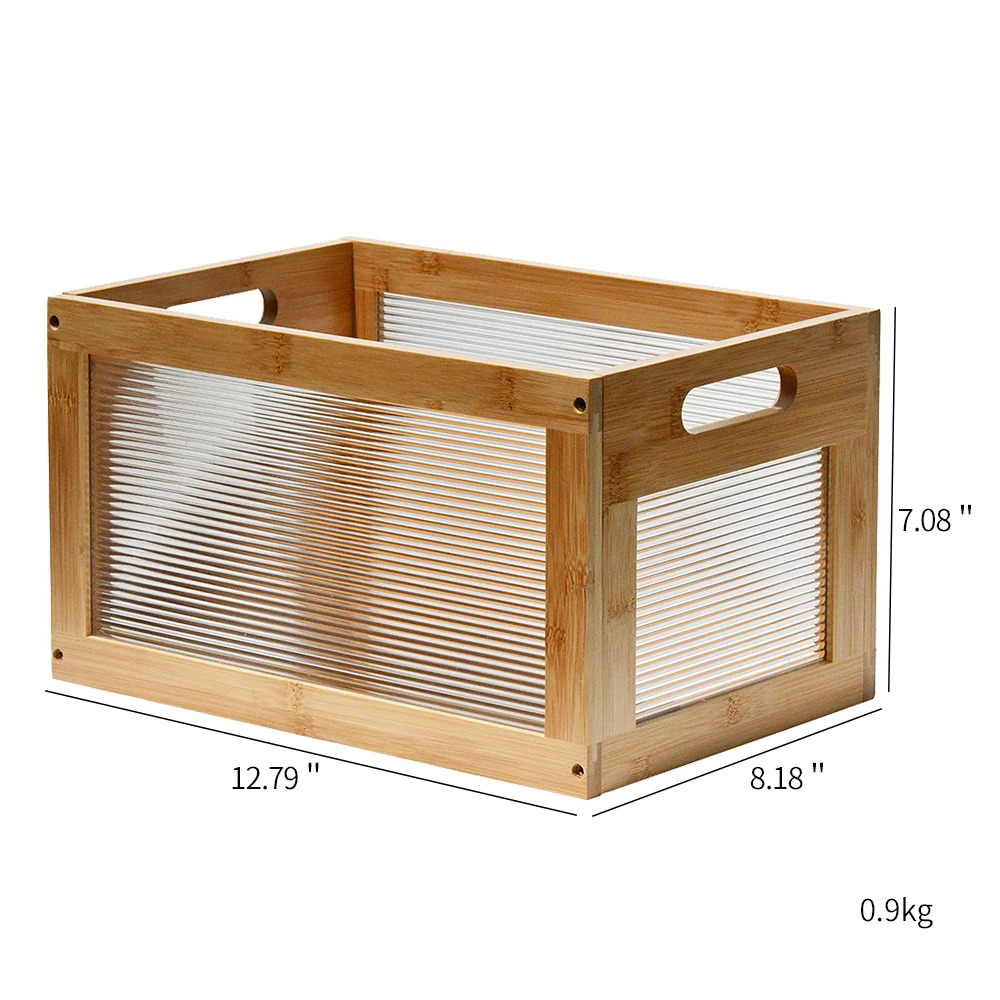 Bamboo Wooden Crate Storage Box for Desktop Home Storage Basket
