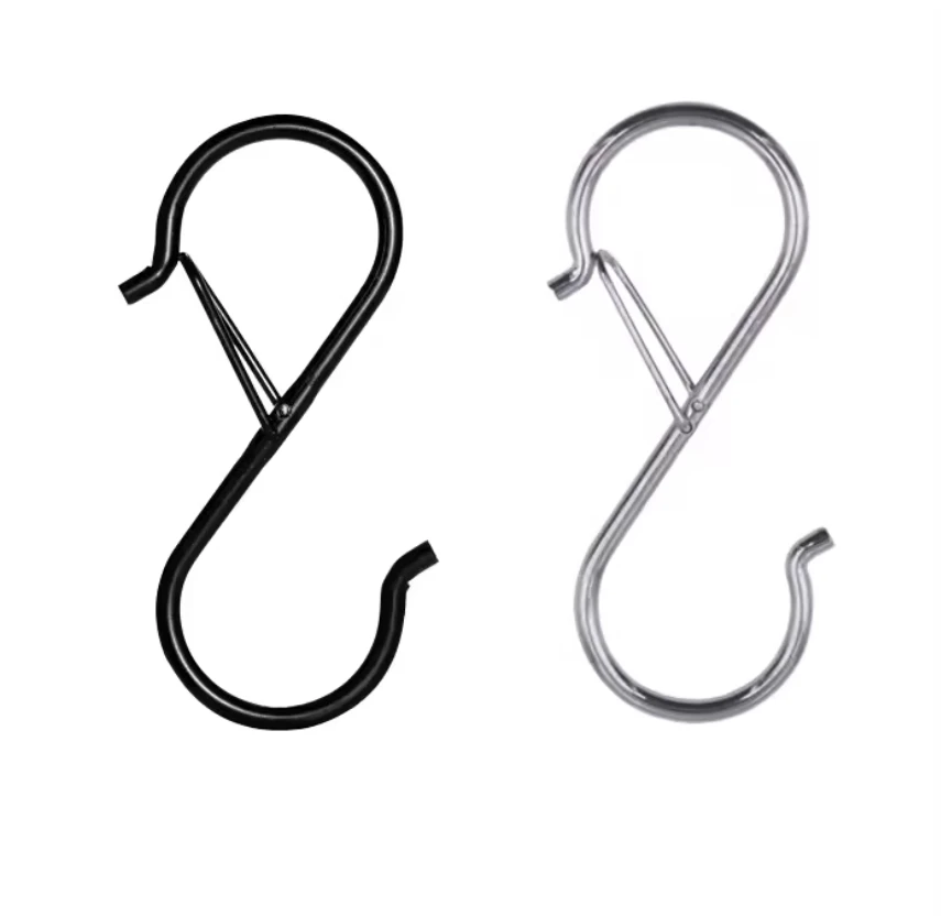Black S Hooks for Hanging Plants,3.5 Inch Heavy Duty Metal S Shaped Closet Hooks for Hanging Plants,S Hooks with Safety Buckle