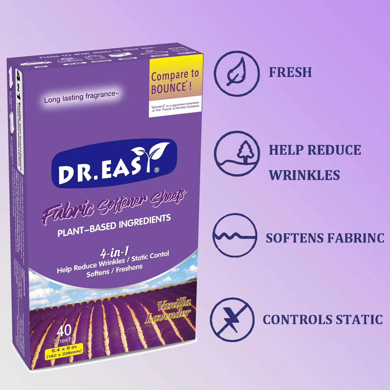 40 Sheets Fresh Fragrance Softens Clothes And Reduces Static Fabric Softener Dryer Sheet