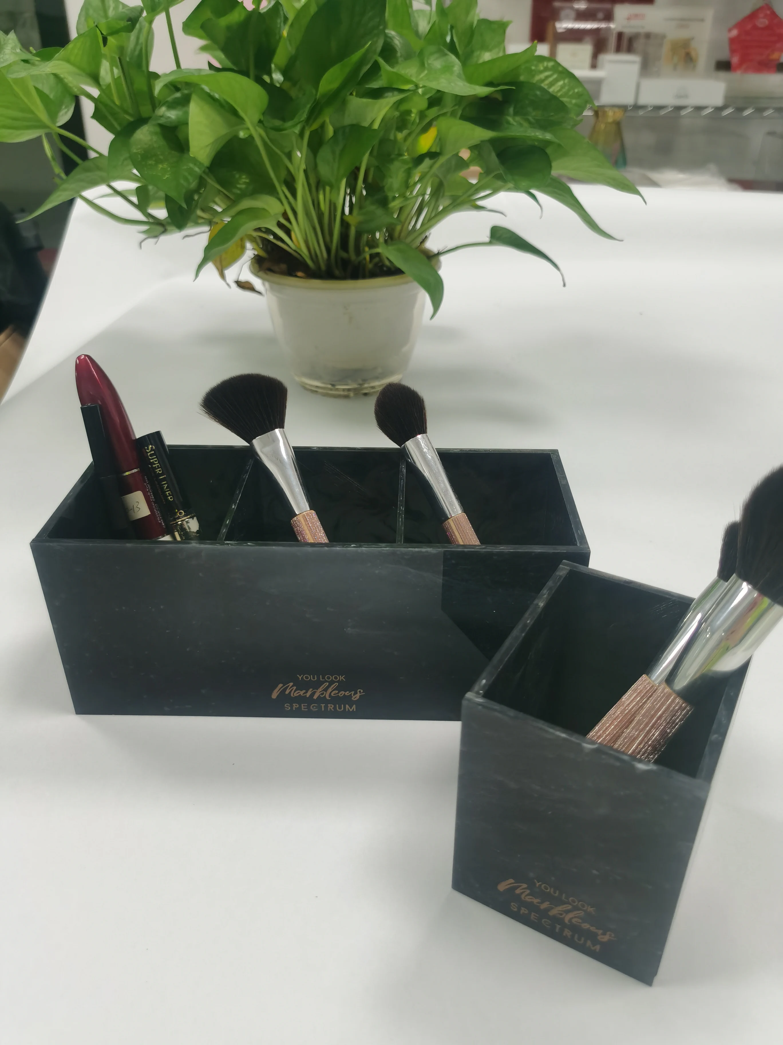 Clear Acrylic Pencil Pen Holder Cup,Acrylic Makeup Organizer, Makeup Brush Holder Acrylic Desk Accessories