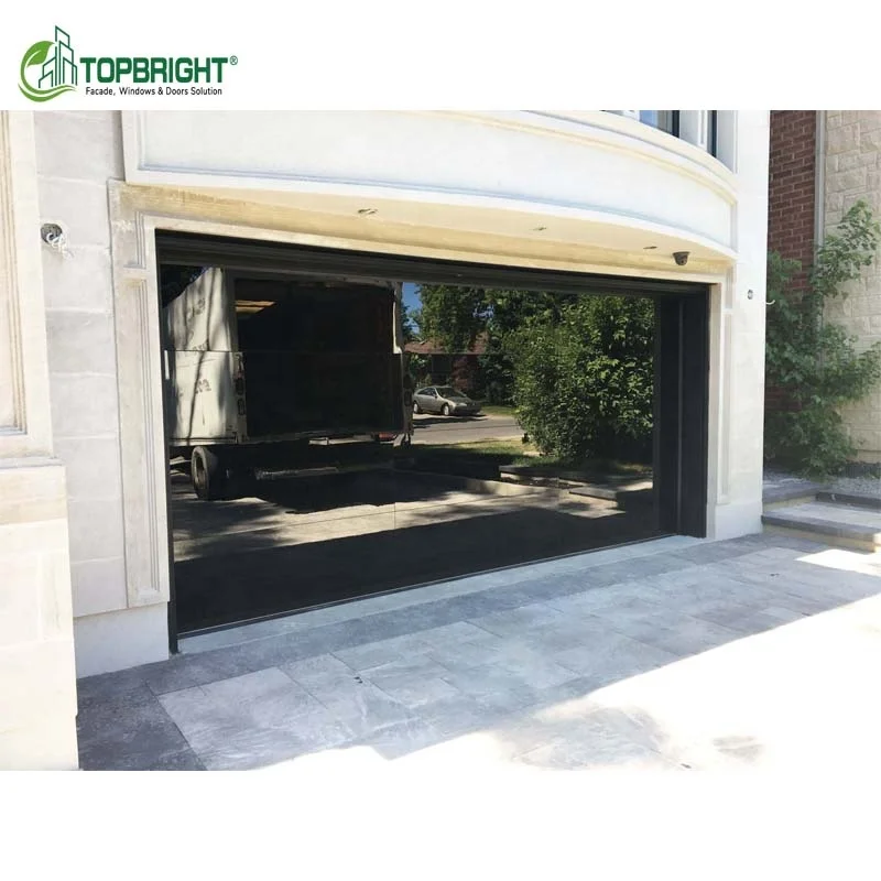 Luxury Impact Tempered Aluminum Alloy Glass Frameless Garage Door Modern Insulated Commercial Glass Garage Doors for Homes