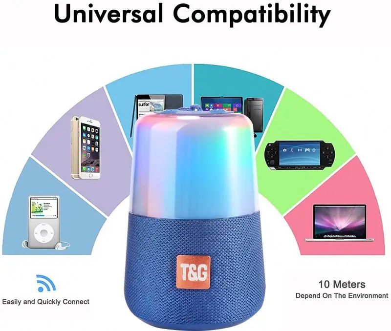 TG168 USB Player Waterproof  Speaker Super Quality Portable Outdoor Wireless Speaker With LED