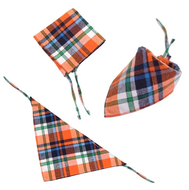 Wholesale Pet Washable Triangle Plaid Pet Bandanas Adjustable Custom Dog Scarf Bandana