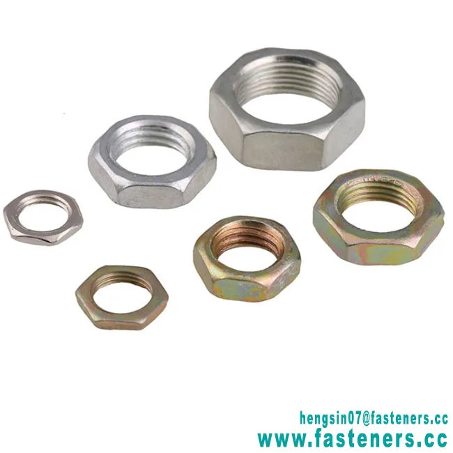 Hot Sale Factory Price Galvanized Thin Hexagon Nut with Fine Pitch Thread M7 - M16 Customized Hex Thin Nuts