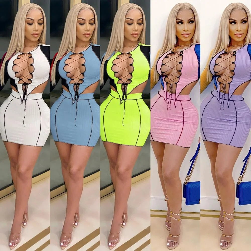 2021 Spring Clothing Women Summer Sexy Casual Beach Dresses 2020 Women Plus Size Two Piece Set Clothing 2 Piece Sets Outfits