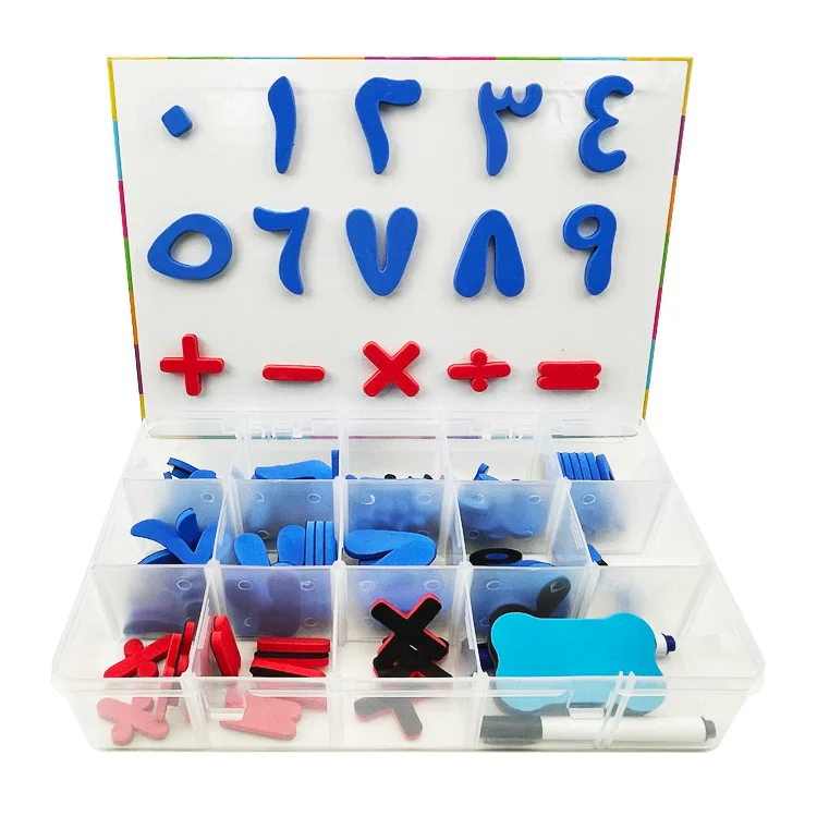 Decorative magnetic EVA letters Arabic colorful Alphabet Magnetic number red blue with white board set Learning Spelling  Arabic