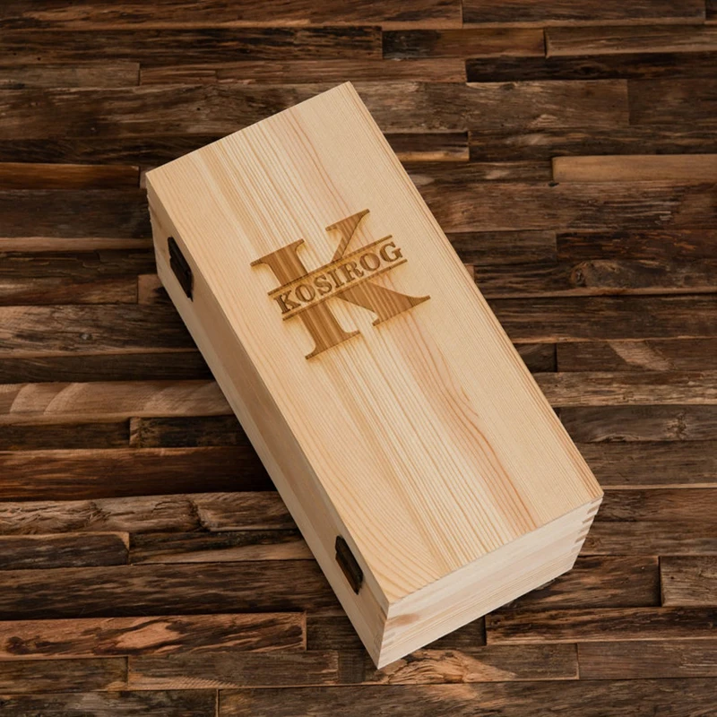 hot sale pine wood wine storage solid wood natural color custom logo flip lid wine wooden box