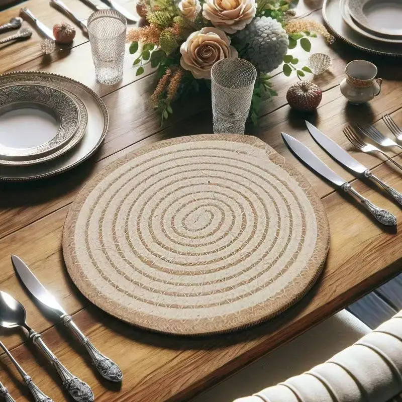 Jute Coaster Elegant For Home Hotel Table Top Decor New Design Customized Luxury Fabric Jute Placemats Usage In Wholesale