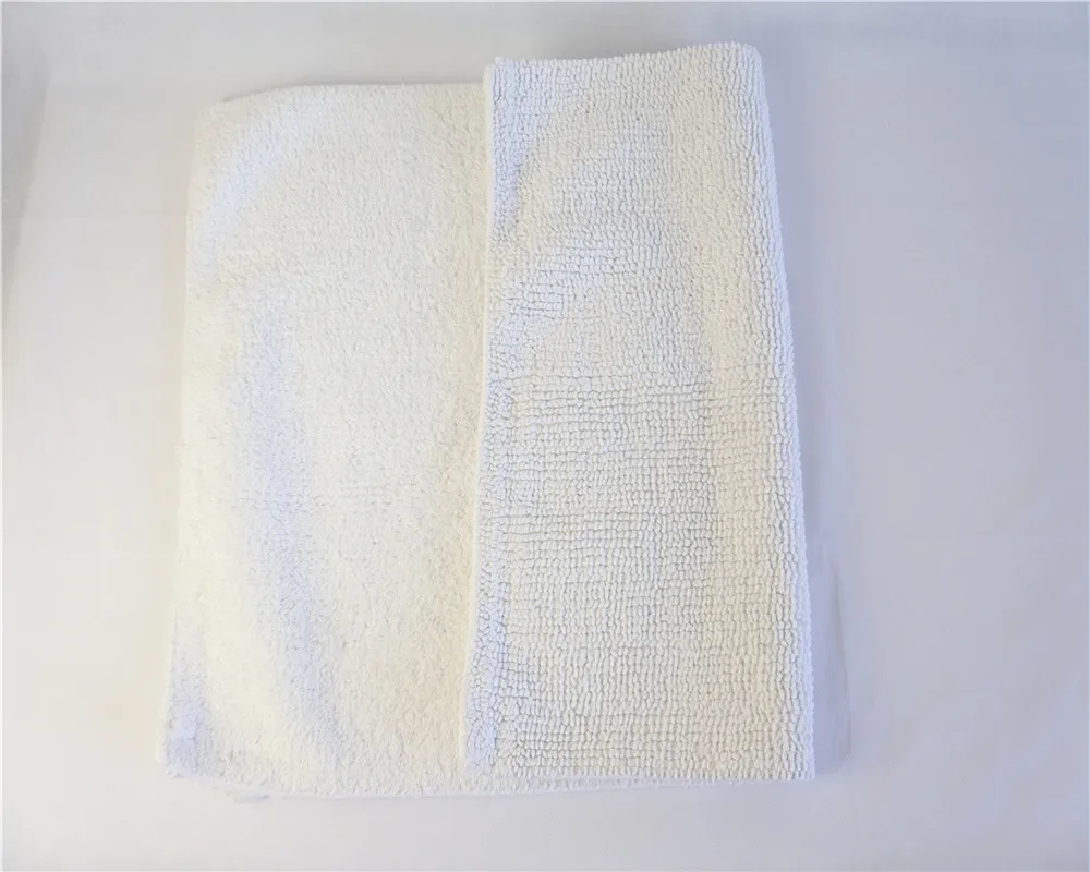 
100% cotton 68 white rectangular thickening highly absorbent anti skidding chenile bathroom mat 