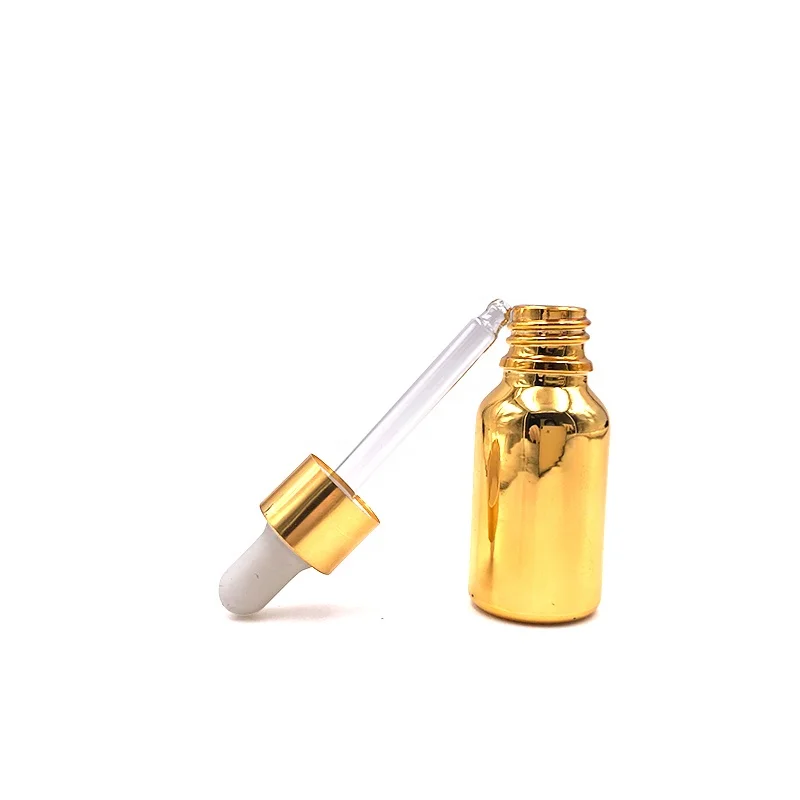 5ml 10ml 15ml 20ml 30ml 50ml 100ml shiny silver plated gold perfume essential oil glass dropper bottle with rubber head