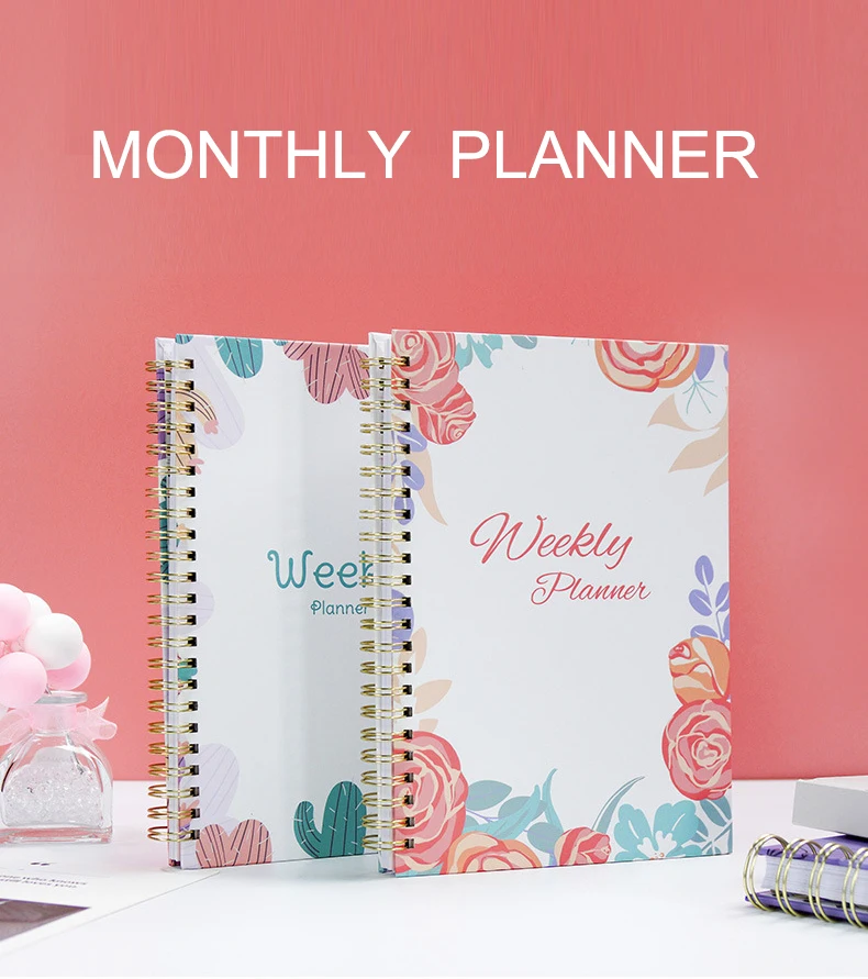 Cartoon Flowers Series color inner core double line volume customizable week planner book