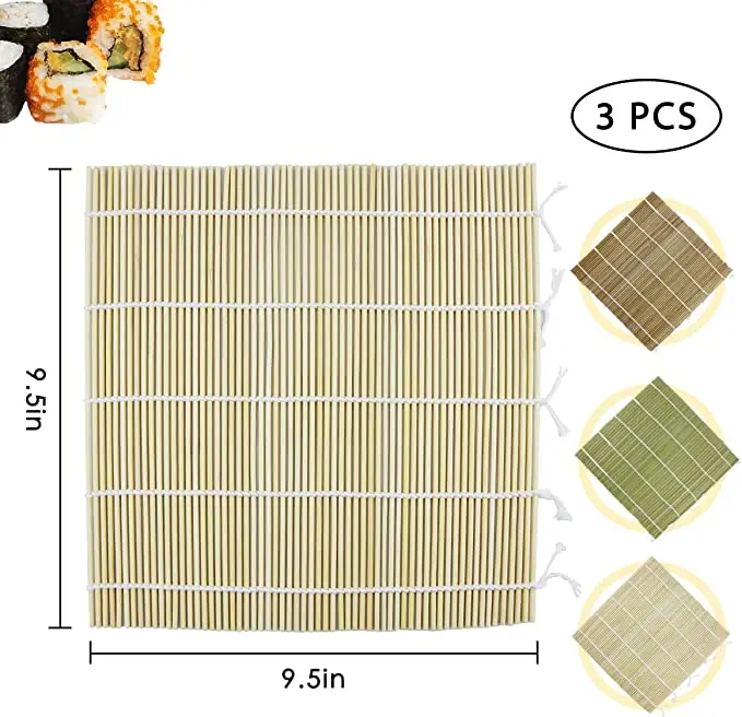 Hotel Color Package Feature Eco Material High Quality Bamboo Natural Origin Sushi Mat Roller, Rice Kit Rolling Mat