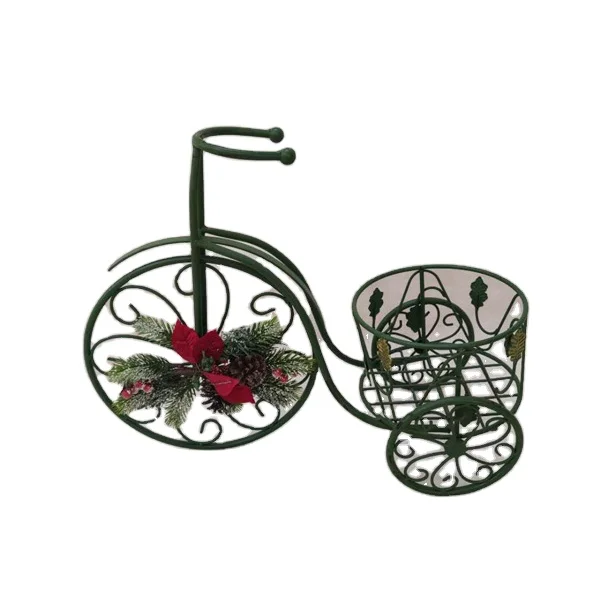 Green Bicycle Flower Pot Stand Planter Stand Garden Stake  For Garden